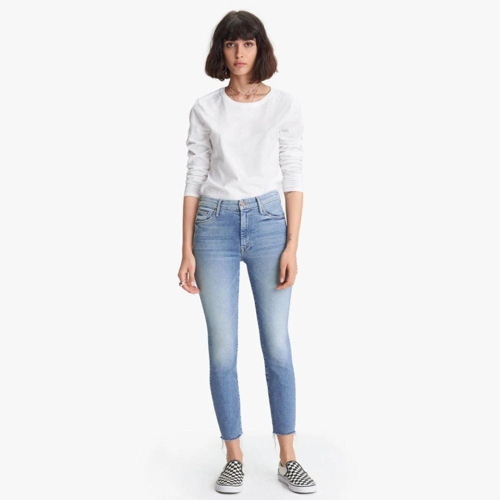 Mother Denim - High Waisted Looker Ankle Fray Jeans in Shoot to Thrill‎